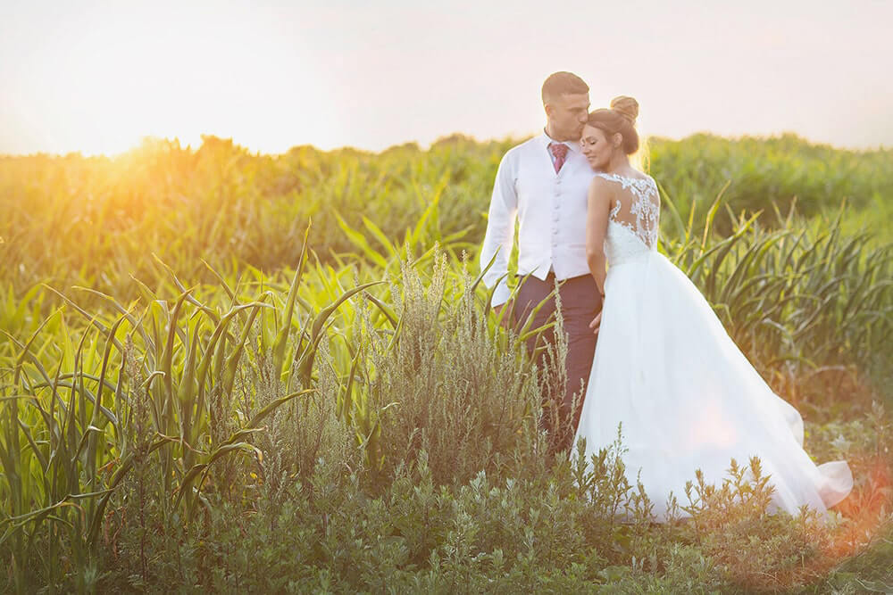 Evening sunset session with the bride and groom at a wedding at Parley Manor, Christchurch.