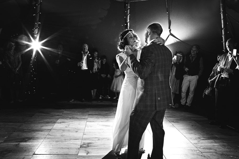 The couple dances at a beautiful humanistic 1920s wedding in Henfield Sussex.